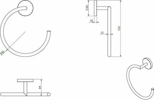 Langberger Series 108 Single Wall-Mounted Bathroom Ring ​21.6x21.6cm Silver