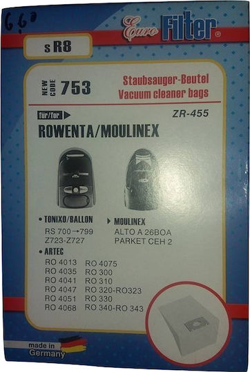 Euro Filter SR 8 Σακούλες Σκούπας 5τμχ Συμβατή με Σκούπα Moulinex / Rowenta