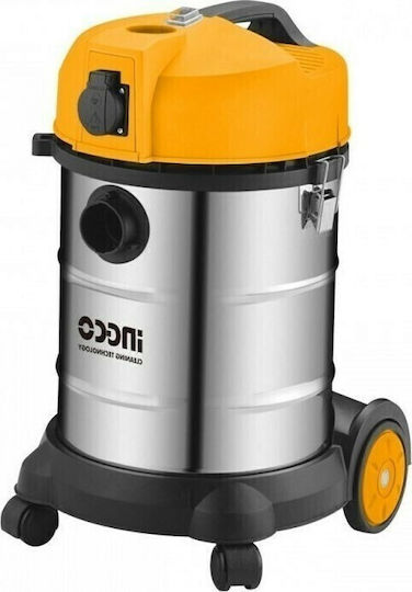 Ingco Staubsauger Flüssigkeiten / Feststoffe 1400W mit Kunststoff Behälter 30Es