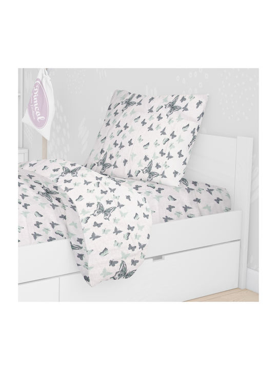 Dimcol Butterfly Παιδική Μαξιλαροθήκη από 100% Βαμβάκι 50x70εκ. 57 Green