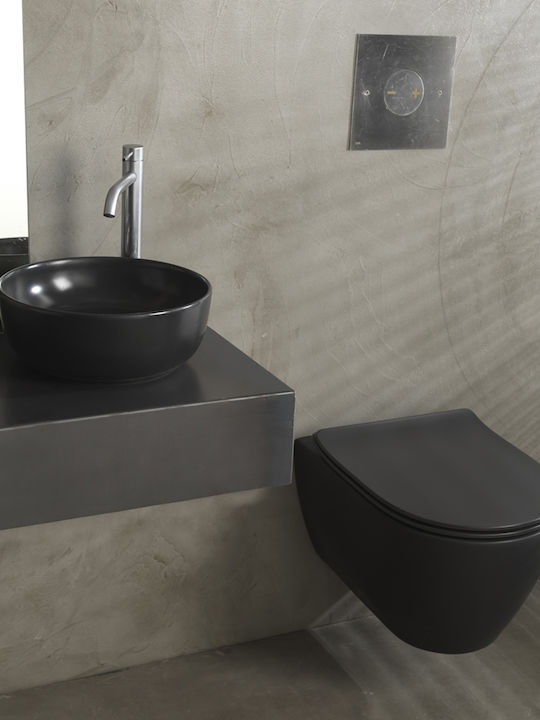 Scarabeo Moon Clean Flush Toaletă montată pe perete Fără margine cu Subțire Capac Închidere lentă Albă