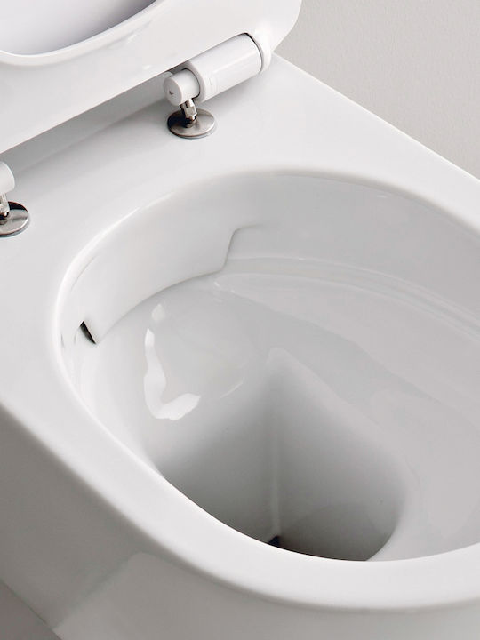 Scarabeo Moon Clean Flush Toaletă montată pe perete Fără margine cu Subțire Capac Închidere lentă Albă
