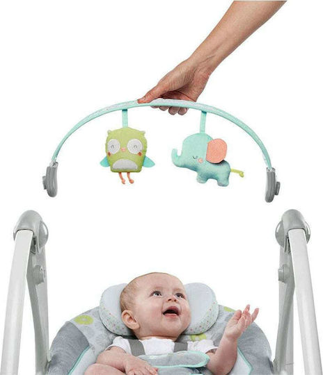 Bright Starts Handbuch Baby Relax Schaukel Swing 'n Go Portable Swing Hugs & Hoots mit Musik Grün für Kind bis 9kg