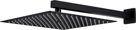 vidaXL Built-in Mixer, Hand Shower & Shower Head Set for Shower 2 Exits Inox Black Black Stainless Steel Shower System