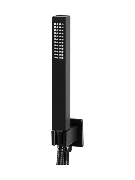 vidaXL Built-in Mixer, Hand Shower & Shower Head Set for Shower 2 Exits Inox Black Black Stainless Steel Shower System