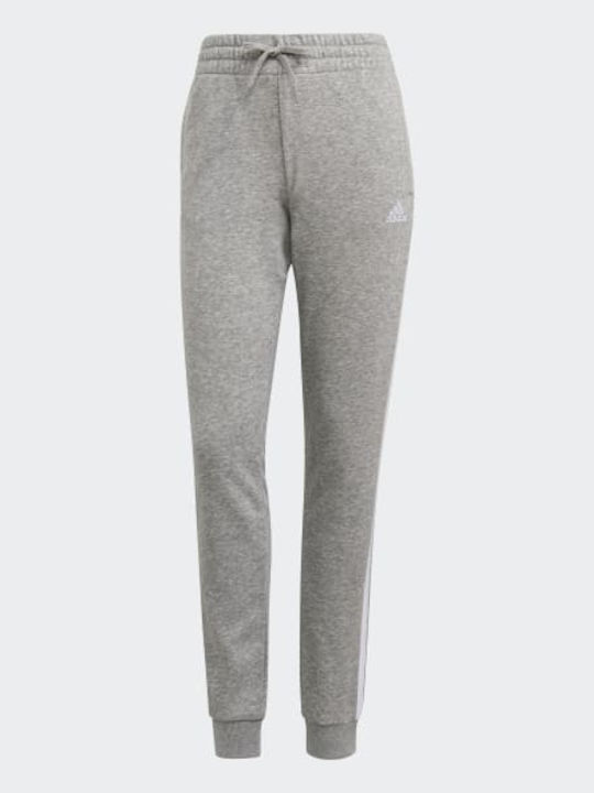 Essentials French Terry 3-Stripes Παντελόνι Φόρμας με Λάστιχο Γκρι