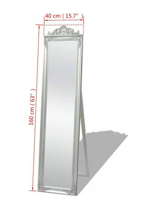 vidaXL Καθρέπτης με Ασημί Ξύλινο Πλαίσιο 160x40cm