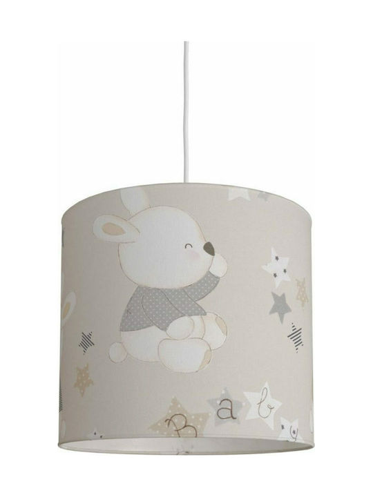 Veis Hesperis Kids - Love Bunny Single Bulb Kids Lighting Pendant of Fabric 60W with Drive Size E27 In Gray Colour