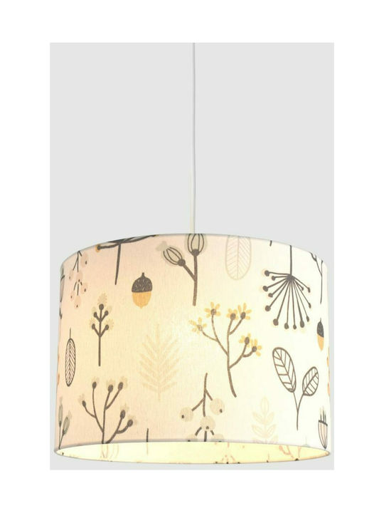 Veis Hesperis Scandinavian Single Bulb Kids Lighting Pendant of Fabric 60W with Drive Size E27 Floral 35x24cm