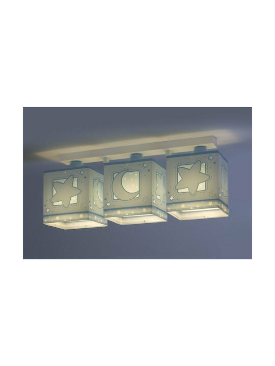 Ango Moon Candelabru Lumină de tavan pentru copii Lampă de tavan 23W cu suport pentru bec E27 Albastru