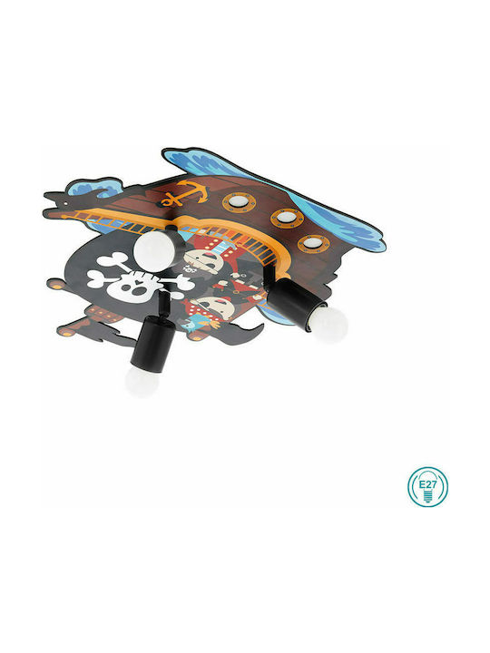 Eglo Kids Wooden Chandelier Mount Ceiling Light E27 Pirate Multicolour 40W 42.5cm