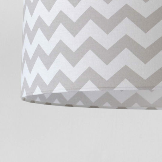 Veis Kids Fabric Single Ceiling Light E27 Hesperis Chevron Grey 60W