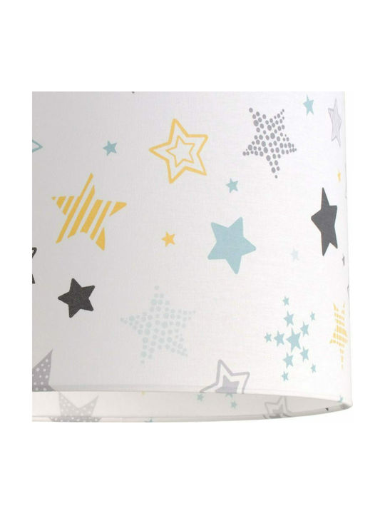 Veis Kids Fabric Single Ceiling Light E27 Funky Stars White 60W 35x24cm