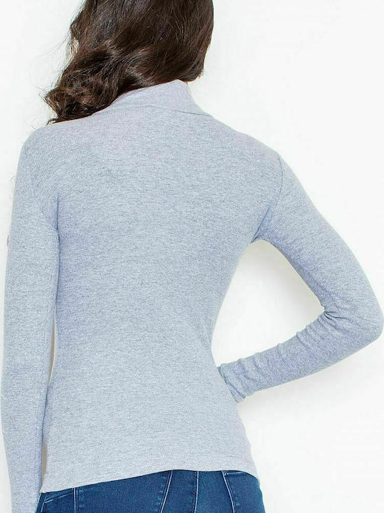 Figl M329 Winter Women's Cotton Blouse Long Sleeve Gray 43878
