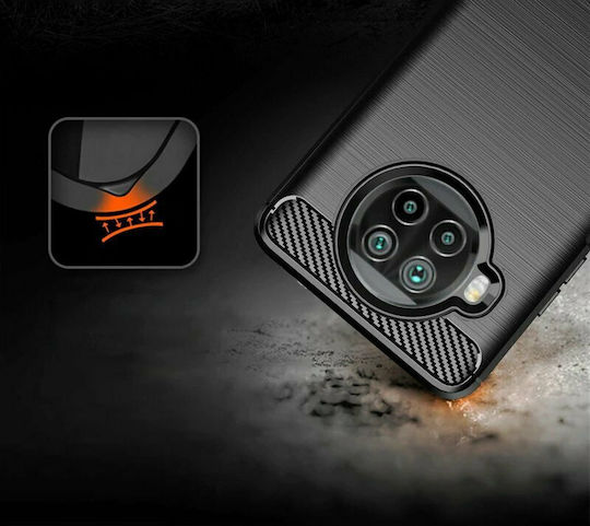 Hurtel Carbon Fiber Brushed Back Cover Silicon Negru (Xiaomi Mi 10T Lite)