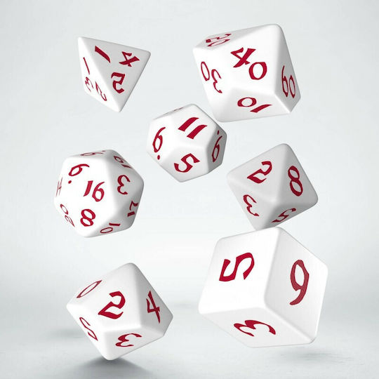 Q Workshop Dungeons & Dragons Classic Runic Dice Set Dice White & Red 7τμχ 7pcs QWSSCLR26