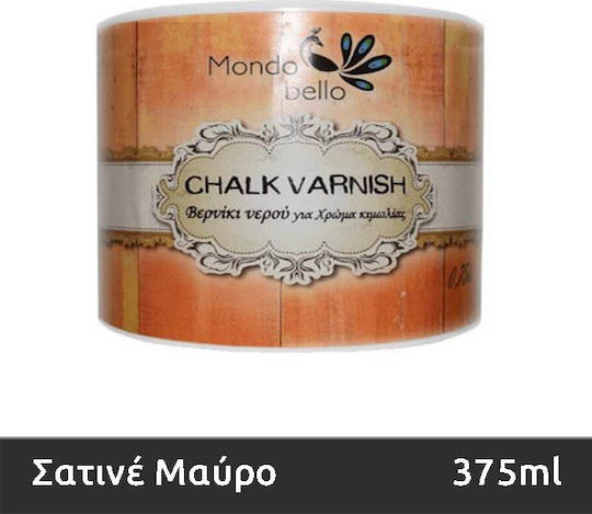 Mondobello Chalk Varnish Βερνίκι για Χρώμα Κιμωλίας Satin Μαύρο 375ml