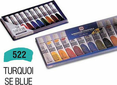 Royal Talens Gouache Extra Fine Quality Tempera de Pictură Albastru turcoaz 522 în Tubular 20ml 1buc 08045222