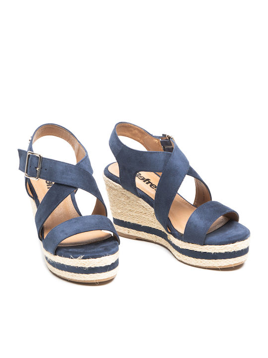 Women's Suede Platform Shoes Navy Blue