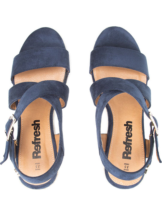Women's Suede Platform Shoes Navy Blue