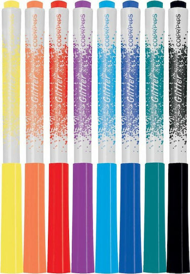 Maped Color'Peps Glitter Washable Glitter Drawing Markers Thin Set 8pcs