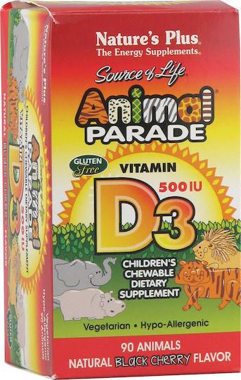 Nature's Plus Βιταμίνη D3 για Ενίσχυση του Ανοσοποιητικού & την Υγεία των Οστών Κεράσι 90 μασώμενες ταμπλέτες
