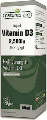 Natures Aid Vitamin D3 Vitamin for Immune System Boost 2500iu 50ml