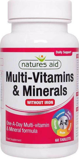 Natures Aid Multi-Vitamins & Minerals Iron-Free Multivitamin 60 tabs