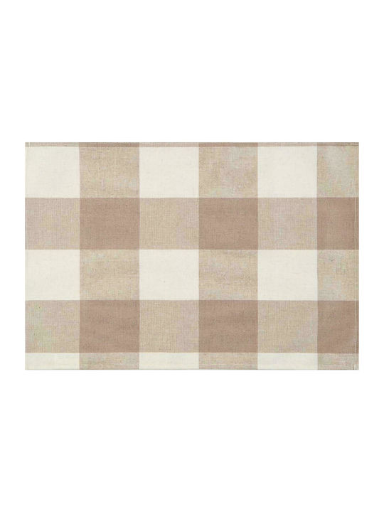 Borea Checkered Cotton Stain Resistant Checkered Beige 90x90cm