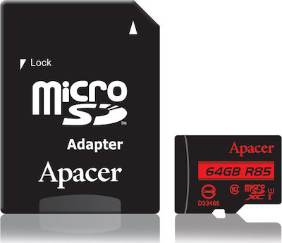 Apacer R85 microSDXC 64GB Clasa 10 U1 UHS-I cu adaptor