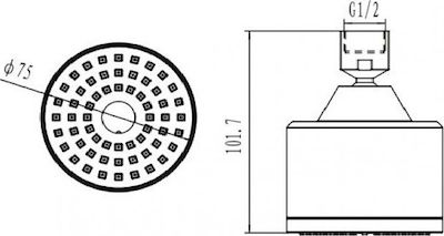 Karag Inox Round Showerhead Chrome Ø7.5cm Praxis