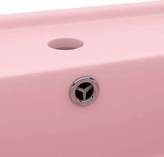 vidaXL Επικαθήμενος Νιπτήρας Κεραμικός 41x41x15cm Ροζ