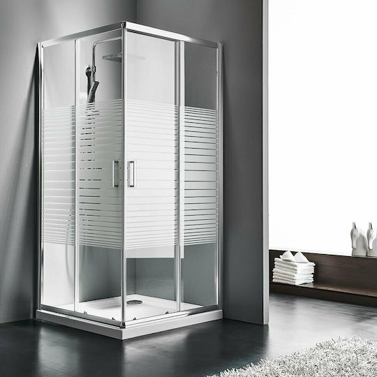 Starlet Corner Entry Кабинет Душ с Плъзгащи се Врата 100x70x180см Ивици