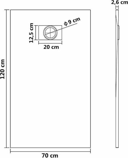 vidaXL Rectangulară Acrilic Duș 120x70cm Neagră