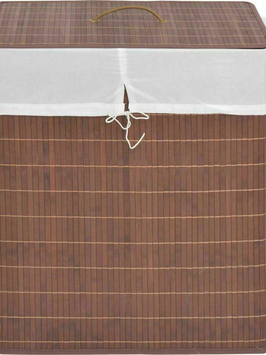 vidaXL Collapsible Bamboo Laundry Basket 83L with Cap 52x32x60cm Brown