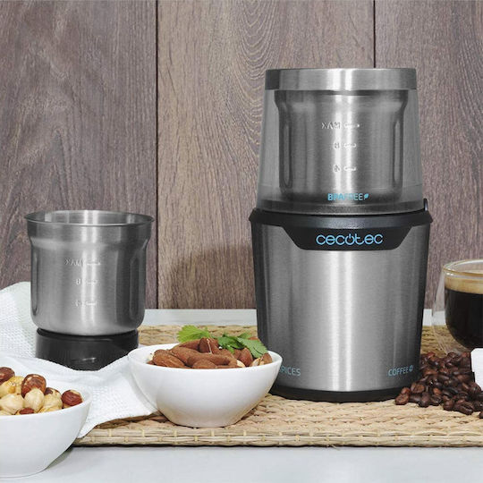 Cecotec TitanMill 300 DuoClean Electric Coffee Grinder 300W for 90gr Beans Silver