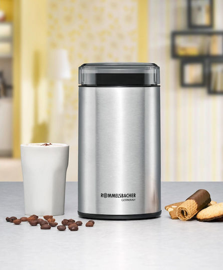Rommelsbacher EKM 100 Râșniță electrică pentru cafea 200W cu capacitate de boabe 70gr Argintiu