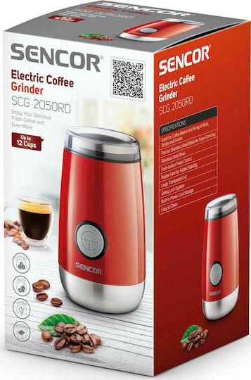 Sencor Electric Coffee Grinder 150W for 60gr Beans Red