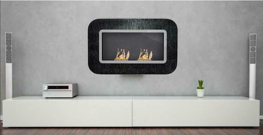 EcoHot Bio Glamour Стенен Биоетанолова камина Вътрешно пространство Черен 127x15.5x80см