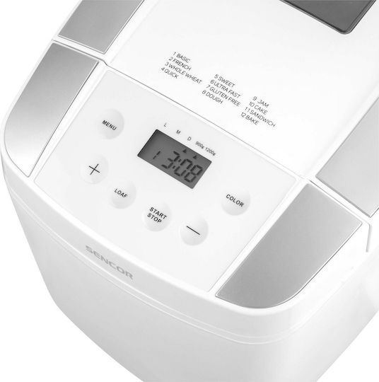 Sencor Bread Maker 800W with Container Capacity 1200gr and 10 Baking Programs