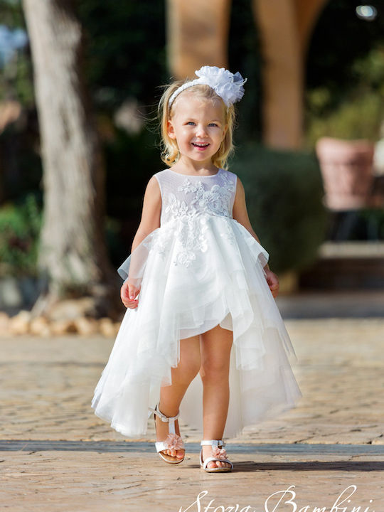 Stova Bambini G6 White Baptism Clothing Set with Hair Accessories & Dress made of Lace 2pcs