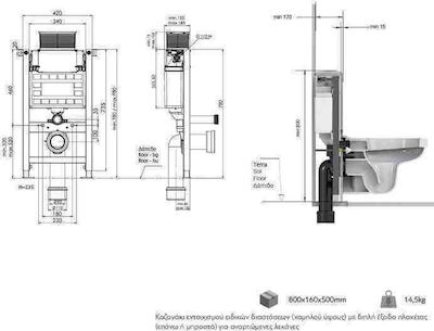 Karag Eingebaut Kunststoff Toiletten-Spülung Rechteckig