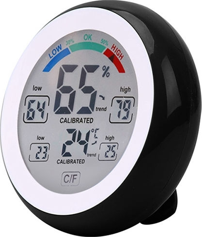 U07 Black Indoor Thermometer & Hygrometer Tabletop