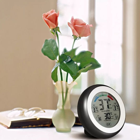 U07 Black Indoor Thermometer & Hygrometer Tabletop