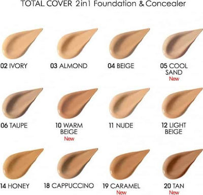 Golden Rose Total cover 2in1 Foundation & Concealer Machiaj lichid 30ml