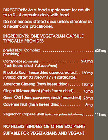 TerraNova Cordyceps Rhodiola & Ginseng 50 κάψουλες