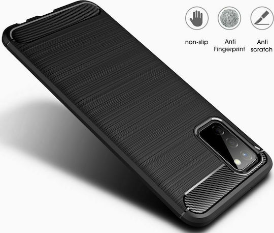 Tech-Protect Rugged Carbon Back Cover Δερματίνης Μαύρο (Galaxy A02s)