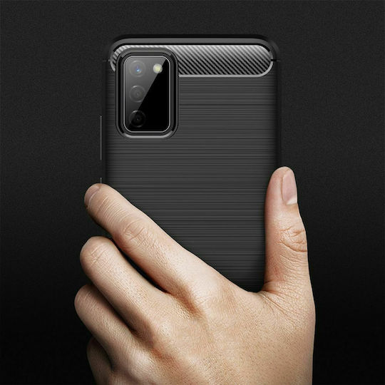 Tech-Protect Rugged Carbon Back Cover Δερματίνης Μαύρο (Galaxy A02s)
