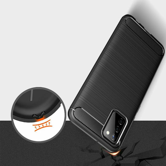 Tech-Protect Rugged Carbon Back Cover Δερματίνης Μαύρο (Galaxy A02s)