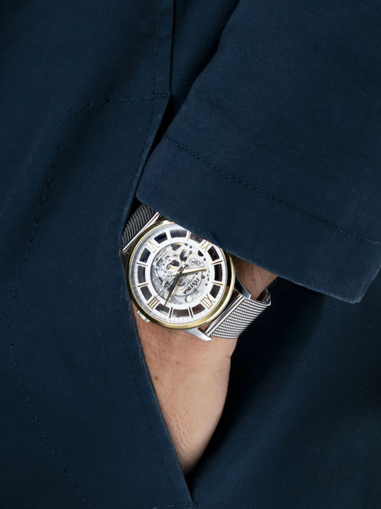 Festina Ανδρικό Ρολόι 41.5mm Αυτόματο με Ασημί Ατσάλινο Μπρασελέ